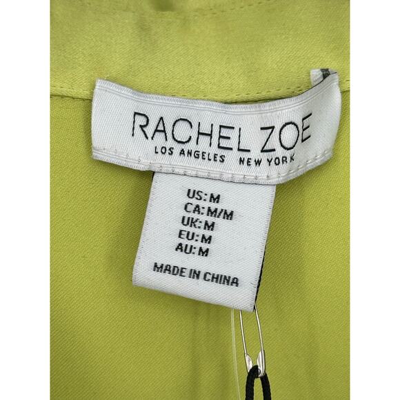 Rachel Zoe New! Green Satin Button Down Shirt Sleeveless Notch Collar Office M - Picture 3 of 8